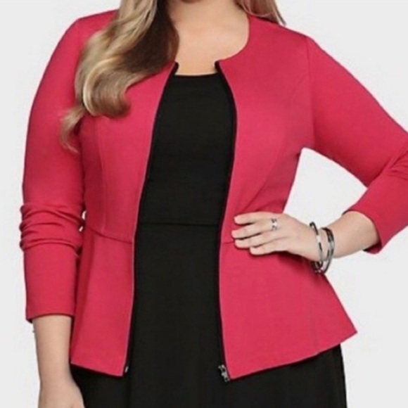 torrid Jackets & Blazers - Torrid Red Ponte Peplum Full Zip Jacket